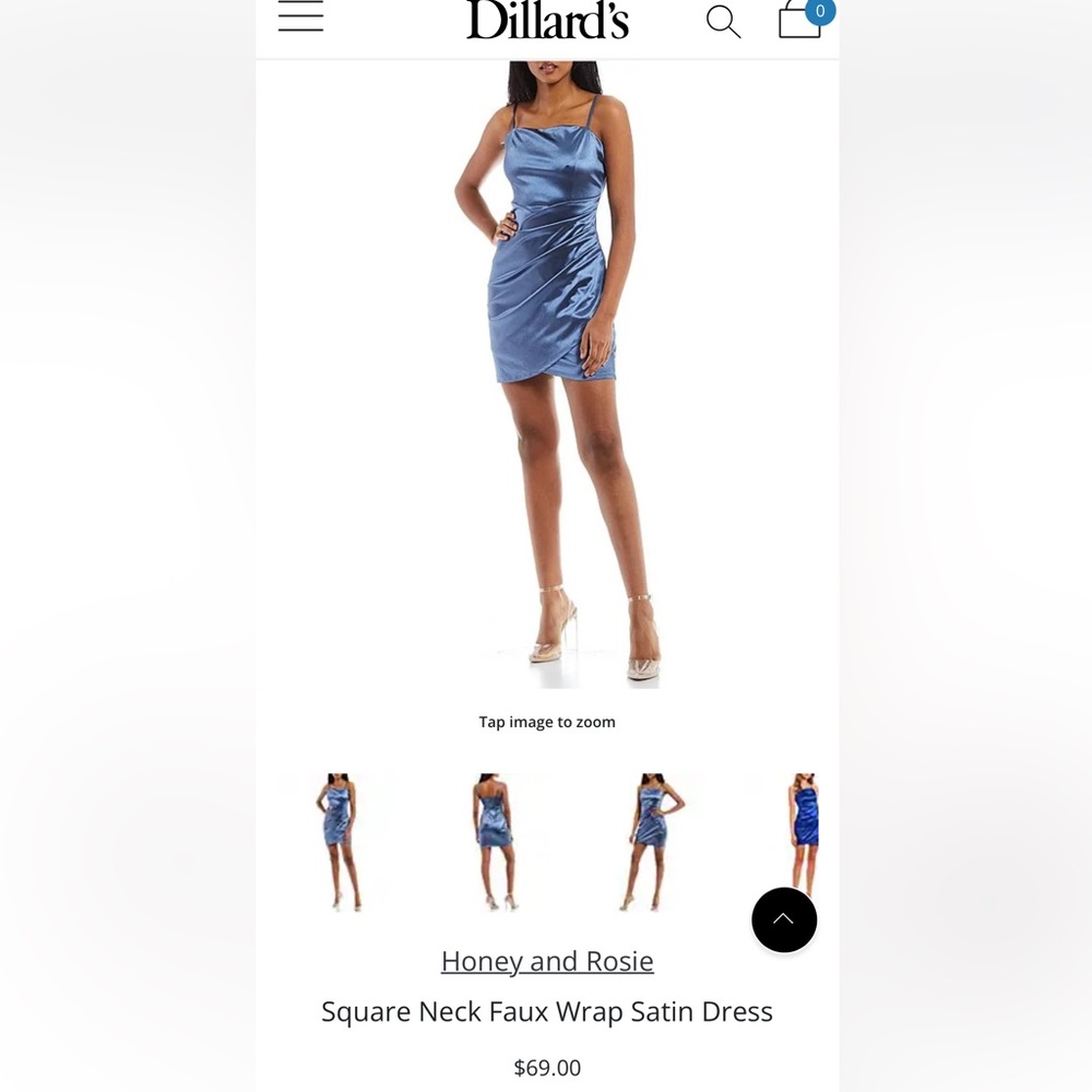 Blue Faux Wrap Satin dress